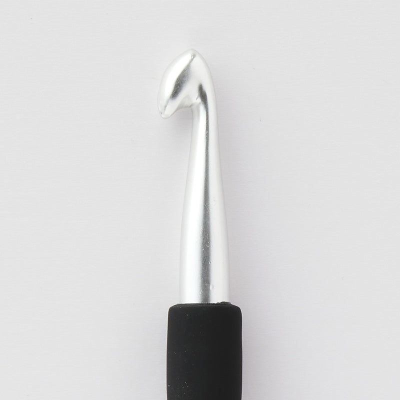 Knitpro Silver Aluminium Crochet Hook (Black Soft Feel Handle)
