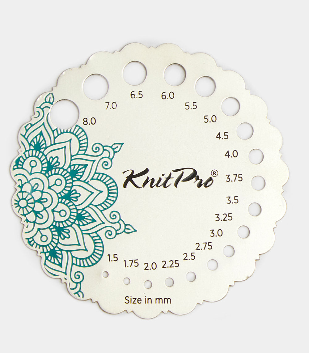 Knitpro Sterling Silver Plated Metal Needle Gauge