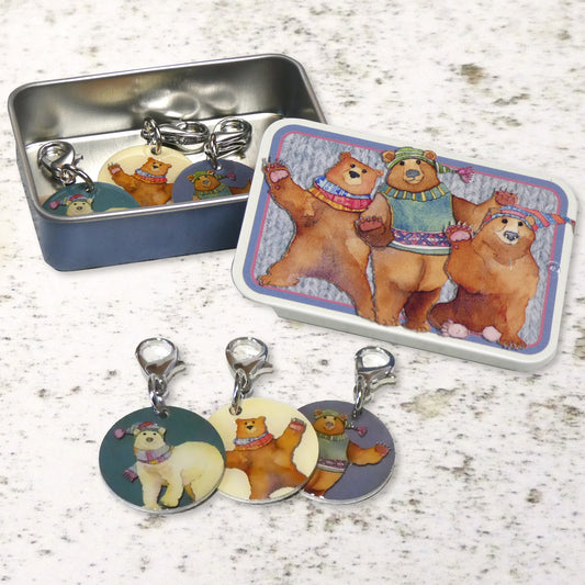 **NEW** Emma Ball Woolly Bears Stitch Markers in a Pocket Tin
