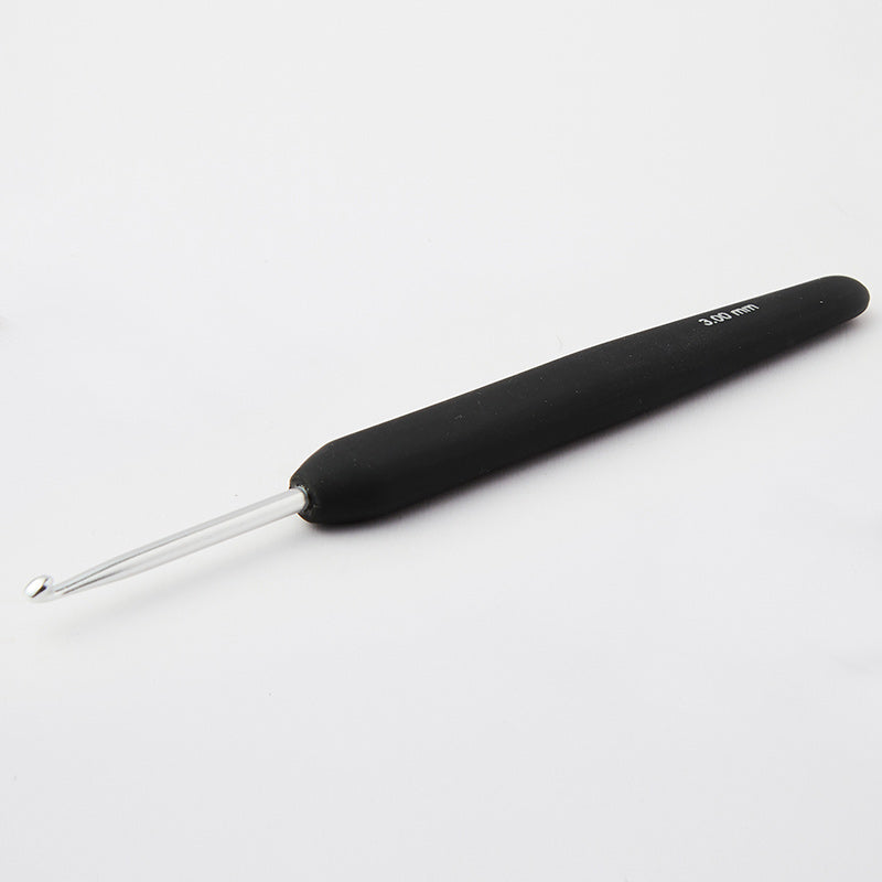 Knitpro Steel Crochet Hook (Black Soft Feel Handle) - for sizes 0.5mm-1.75mm