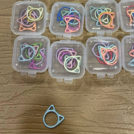 Cat Head Metal Stitch Markers – Set of 5