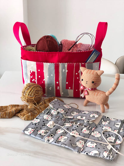 **NEW** Hand Sewn Storage Bin Bag (Red Divided Basket) by Chow L²