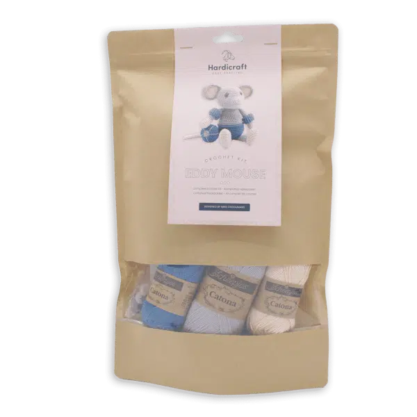 Kit Crochet VW Van Bleu HardiCraft - Peluche Doudou à Capuche - Fil Coton Inclus - Pour Débutants