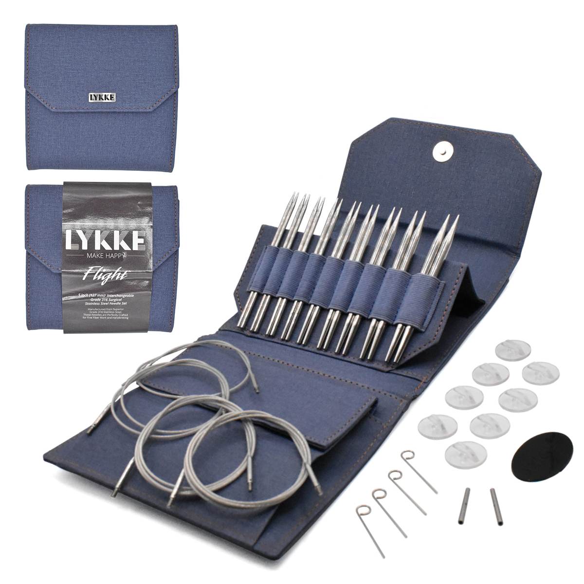 **NEW** Lykke Flight Stainless Steel Interchangeable Needle Standard Set (3.5"/5")