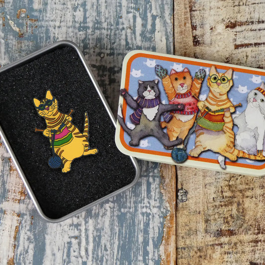 Emma Ball Pin-in-a-Tin - Knitting Cat