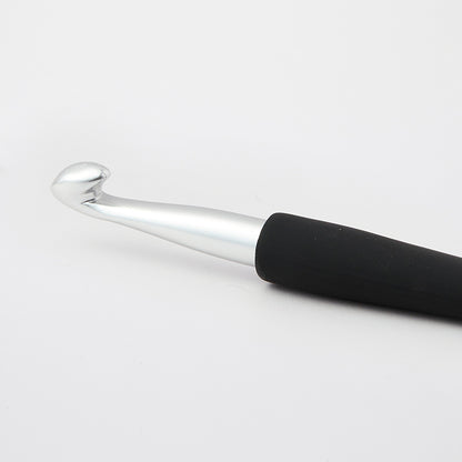 Knitpro Silver Aluminium Crochet Hook (Black Soft Feel Handle)