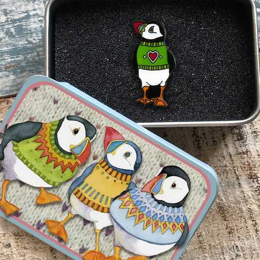 Emma Ball Pin-in-a-Tin - Heart Woolly Puffin