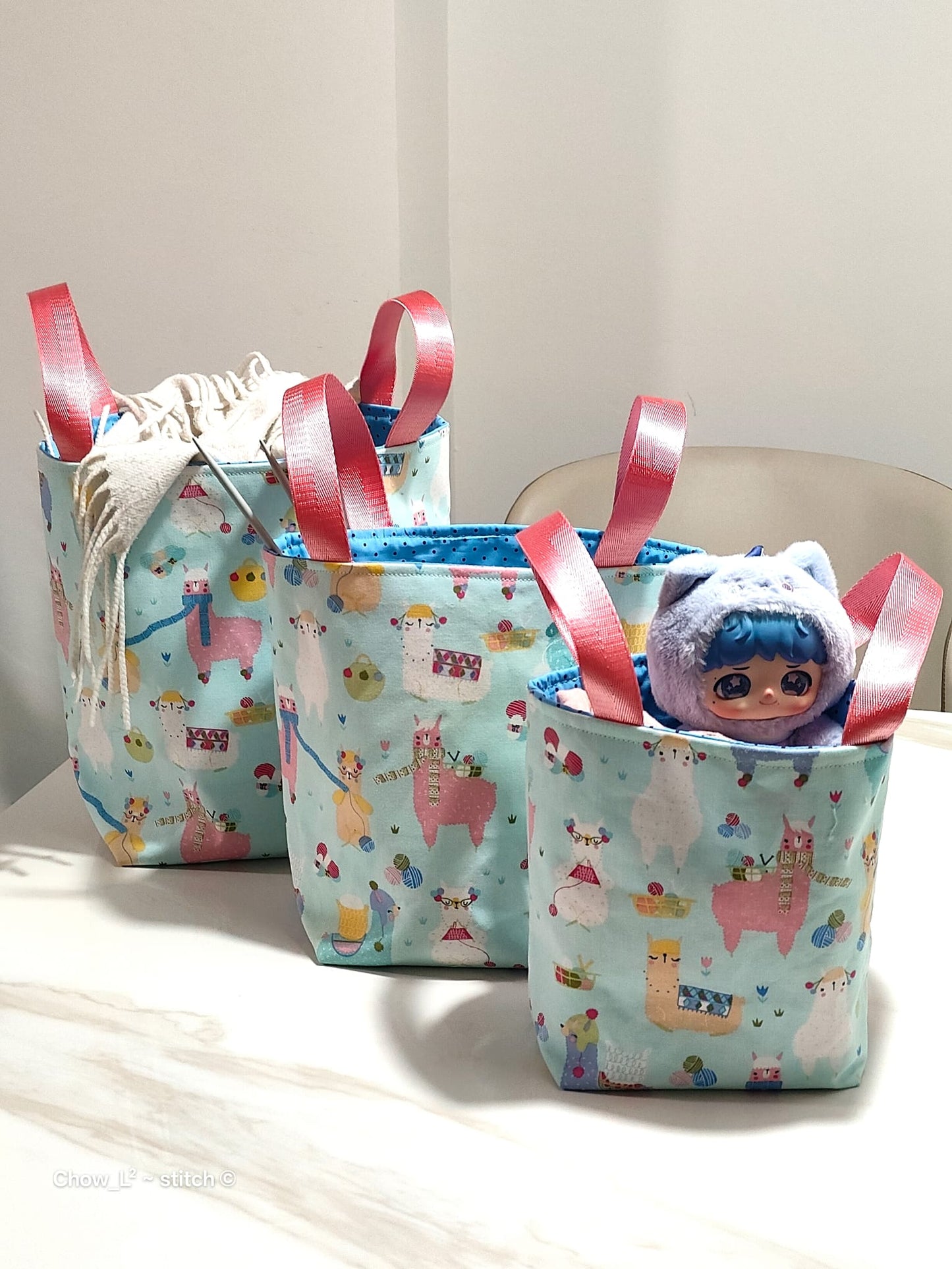 **NEW** Hand Sewn Storage Bin Bag (Alpaca) by Chow L²