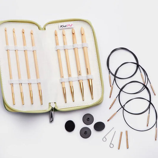 [22554] Knitpro Bamboo Crochet Hook Set - Afghan / Tunisian