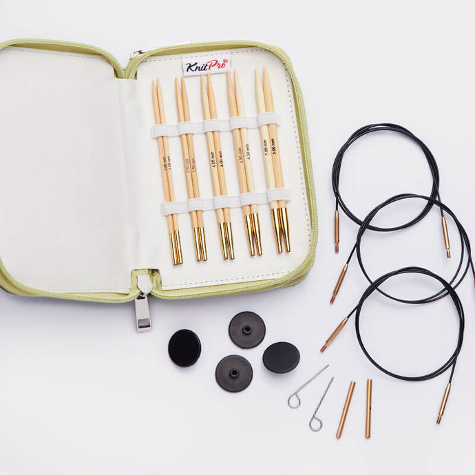 [22552] Knitpro Bamboo Starter Interchangeable Circular Needle Set