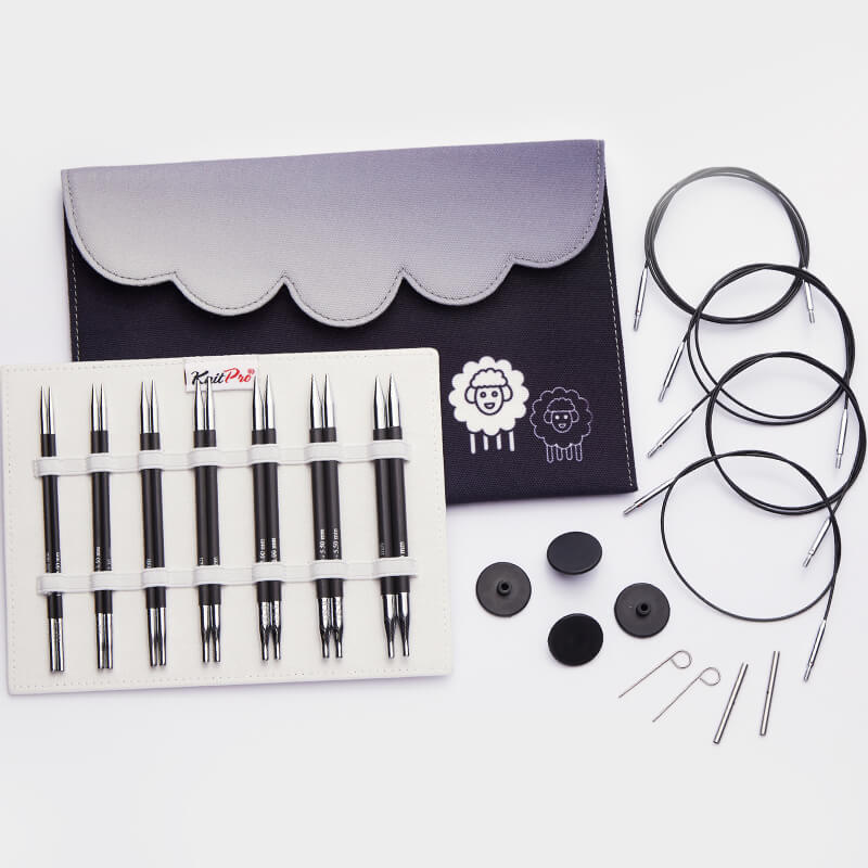 [41631] Knitpro Karbonz Midi Normal Interchangeable Knitting Needles Set - 13cm