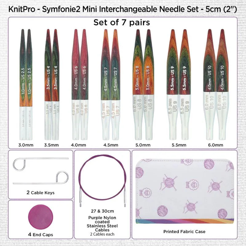 **NEW** [55501] KnitPro Symfonie 2 Mini Interchangeable Needle Set (5cm / 2")