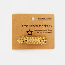 Load image into Gallery viewer, Allstitch Stitch Markers - Gold Star Rings (set of 28)