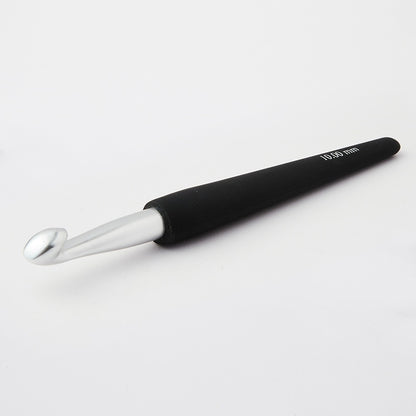 Knitpro Silver Aluminium Crochet Hook (Black Soft Feel Handle)