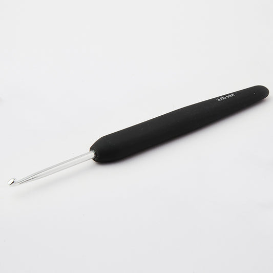 Knitpro Steel Crochet Hook (Black Soft Feel Handle) - for sizes 0.5mm-1.75mm