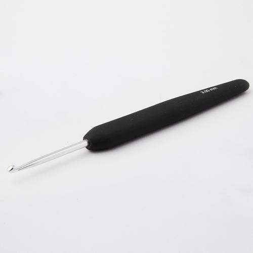 Knitpro Steel Crochet Hook (Black Soft Feel Handle) - for sizes 0.5mm-1.75mm